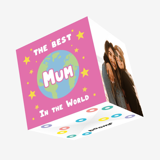 The Best Mum in the World Cute Mother’s Day Globe Confetti-exploding Greetings Card
