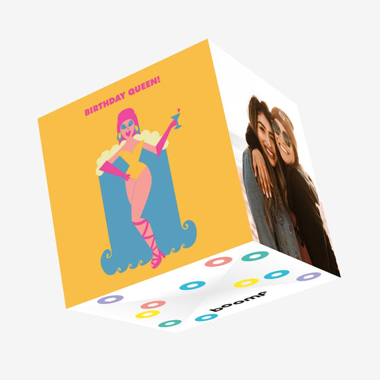 Queen LGBTQ+ Drag Birthday Confetti-exploding Greetings Card