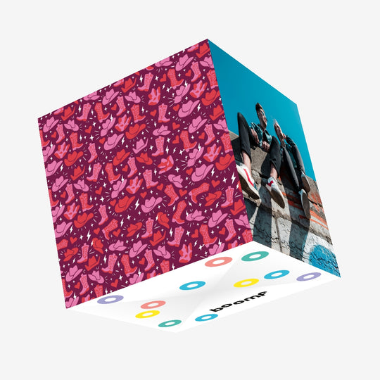 Purple Illustrated Cowboy Confetti-exploding Greetings Card