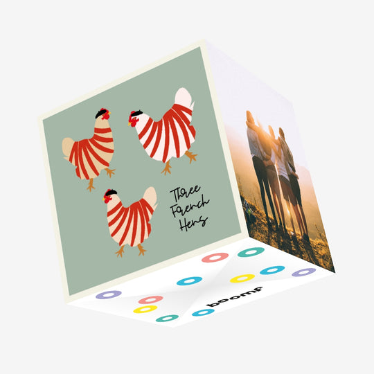 Three French Hens Christmas Confetti-exploding Greetings Card
