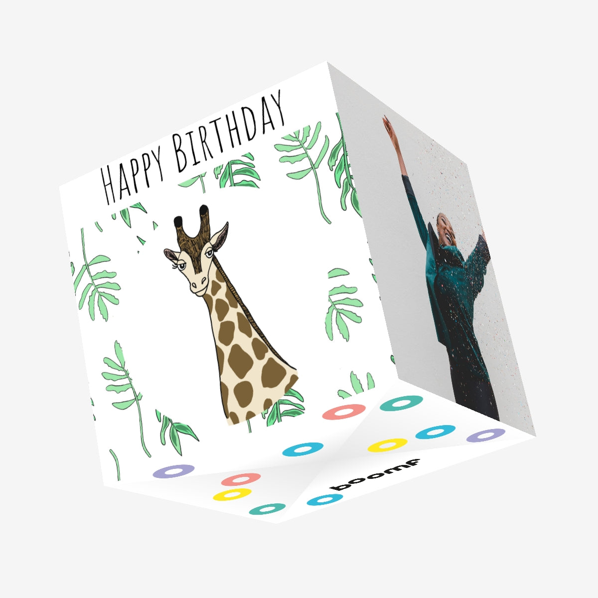 Giraffe Leaves Pattern Birthday Confetti-exploding Greetings Card – Boomf