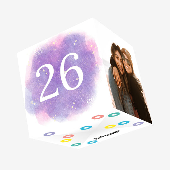 26th Birthday Purple Sky Confetti-exploding Greetings Card