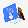 Happy Holidays Snowman Blue Confetti-exploding Greetings Card