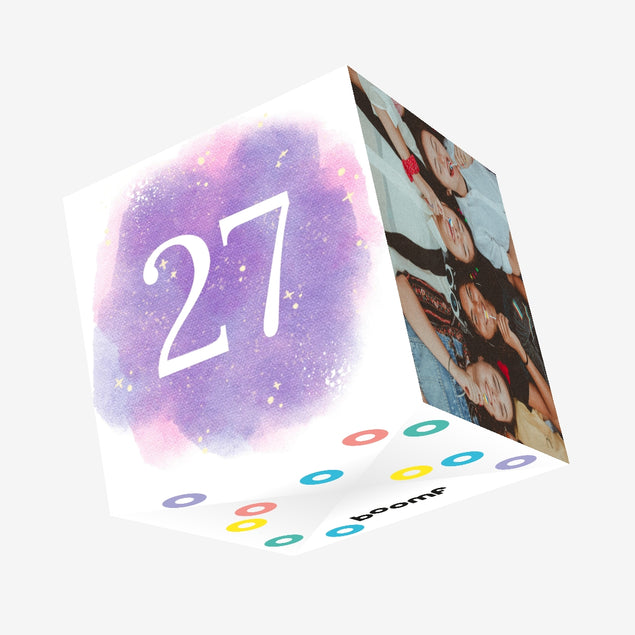 27th Birthday Purple Sky Confetti-exploding Greetings Card