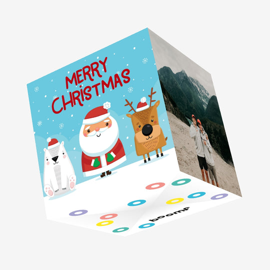 Polar Bear, Santa And Reindeer Christmas Confetti-exploding Greetings Card