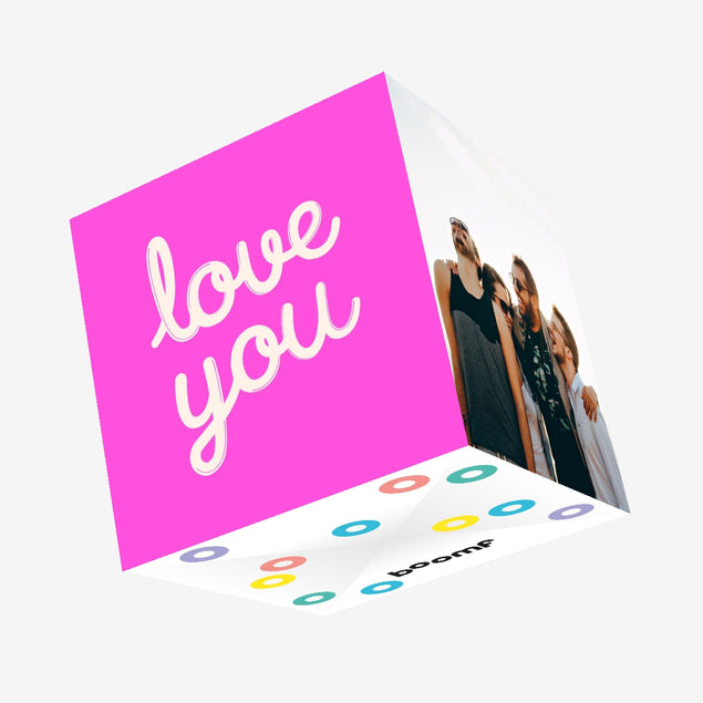 Love You Simple Pink Confetti-exploding Greetings Card