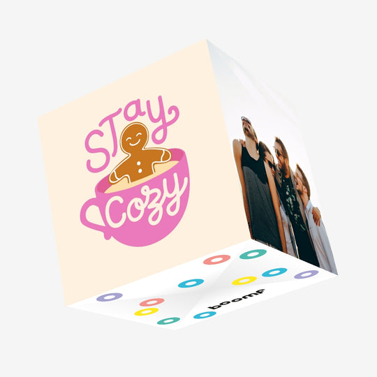 Stay Cosy Gingerbread Pink Confetti-exploding Greetings Card
