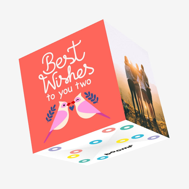 Best Wishes Love Birds Red Confetti-exploding Greetings Card