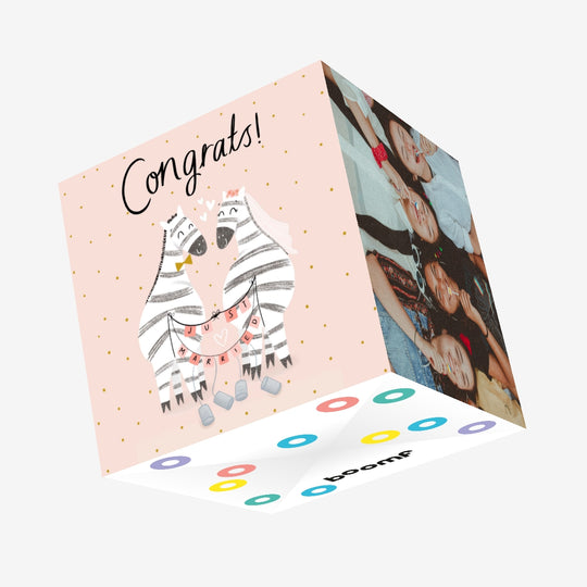 Congrats Zebra Wedding Confetti-exploding Greetings Card