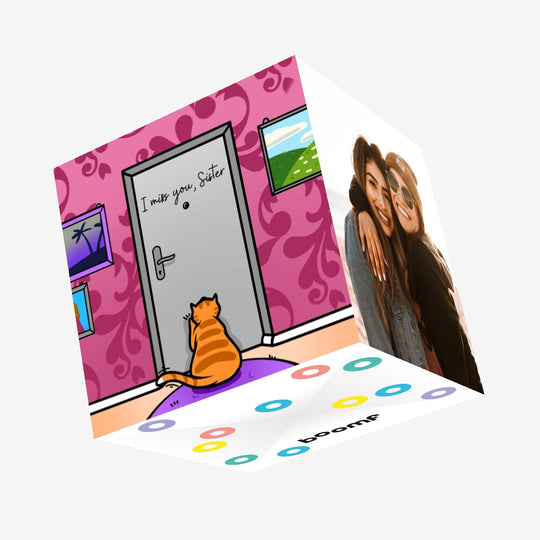 Ginger Cat I Miss You Sister Confetti-exploding Greetings Card