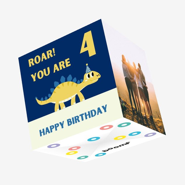 Roar! You Are 4 Birthday Confetti-exploding Greetings Card