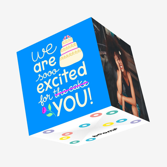 Excited For Cake Blue Wedding Confetti-exploding Greetings Card