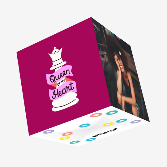 Queen Of My Heart Chess Valentine's Magenta Confetti-exploding Greetings Card