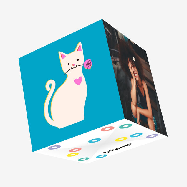 Romantic Pink Rose Valentine's Cat Confetti-exploding Greetings Card