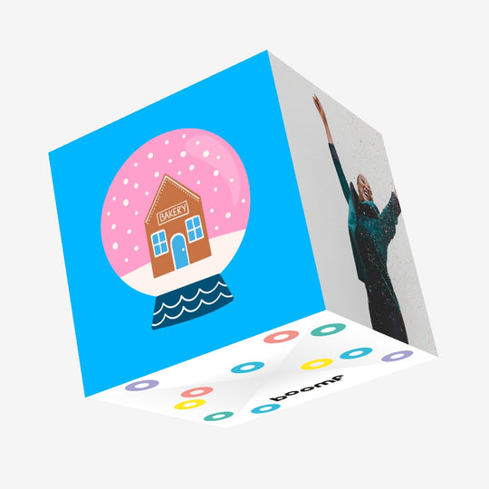 Snow Globe Bakery Blue Christmas Confetti-exploding Greetings Card