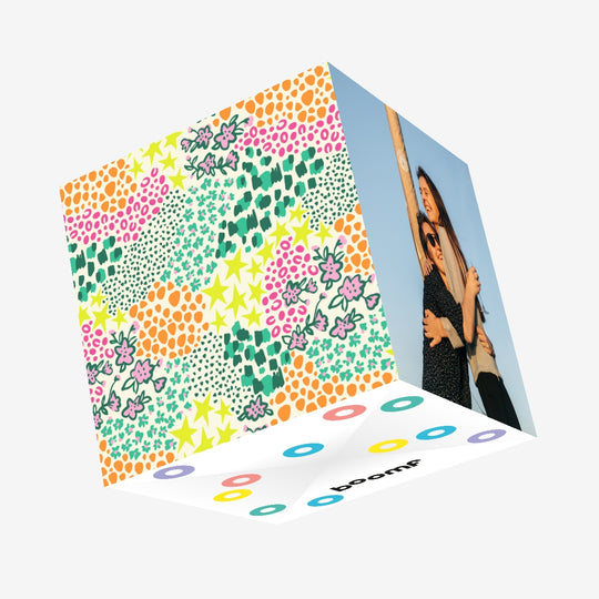 Colourful Patchwork Pattern Confetti-exploding Greetings Card