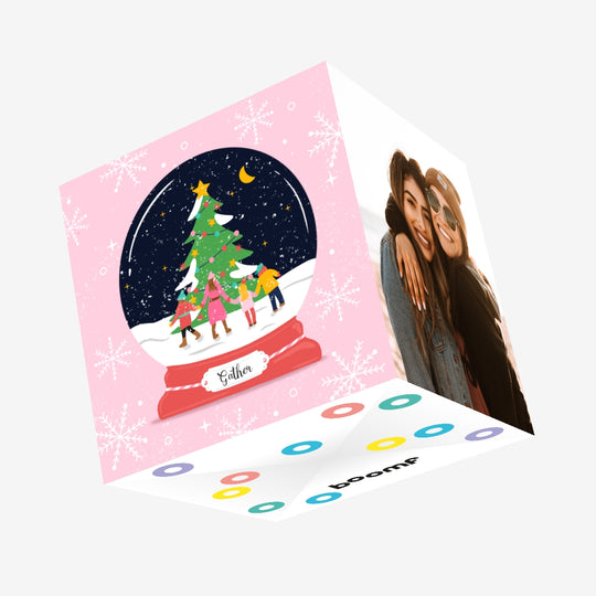 Gather Snow Globe Christmas Confetti-exploding Greetings Card