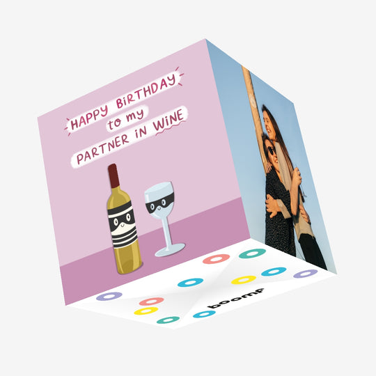 Happy Birthday To My Partner In Wine Confetti-exploding Greetings Card