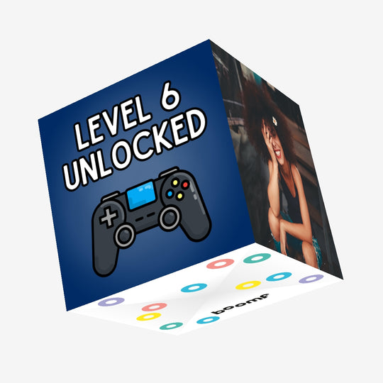 Level 6 Unlocked - 6th Birthday For Gamers Confetti-exploding Greetings Card