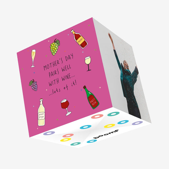Mother's Day Pairs With Wine Confetti-exploding Greetings Card