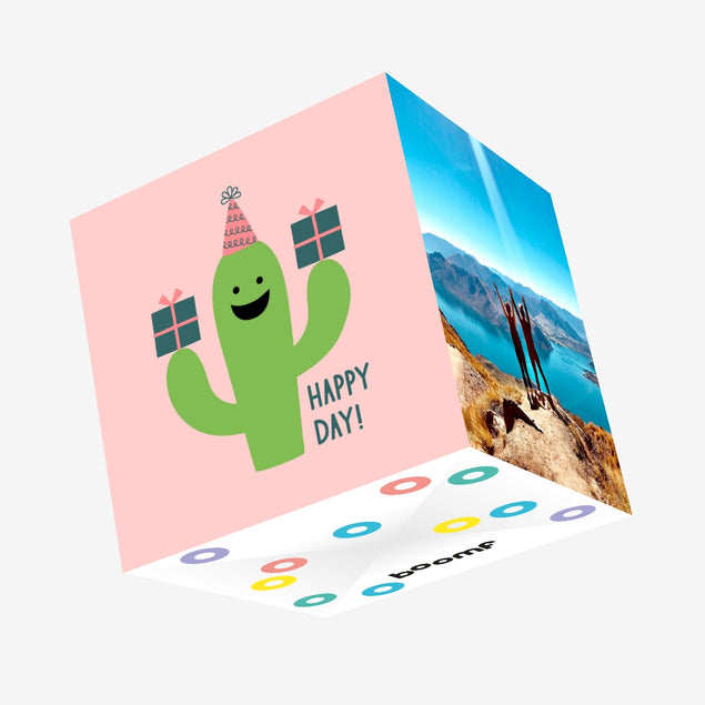 Birthday Cactus Pink Confetti-exploding Greetings Card
