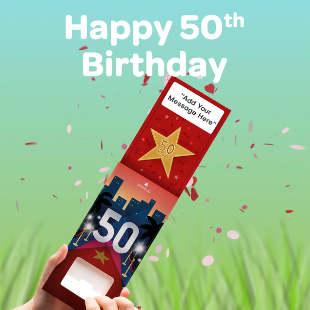 50th Birthday Cannon Confetti Shooter Card