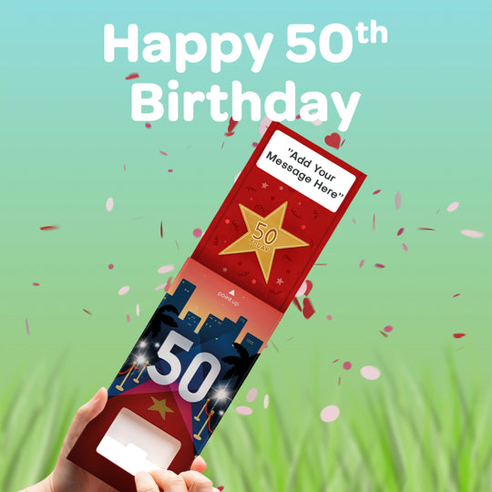50th Birthday Cannon Confetti Shooter Card