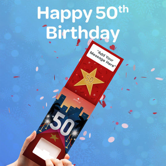 50th Birthday Cannon Confetti Shooter Card