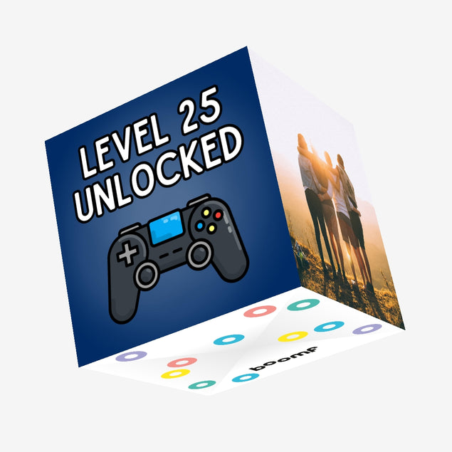 Level 25 Unlocked - 25th Birthday For Gamers Confetti-exploding Greetings Card