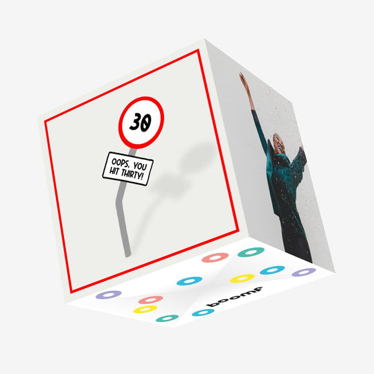 Oops You Hit Thirty Road Sign 30th Birthday Confetti-exploding Greetings Card