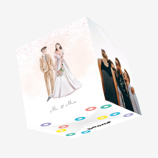 Mr & Mrs Beautiful Illustration Wedding Confetti-exploding Greetings Card