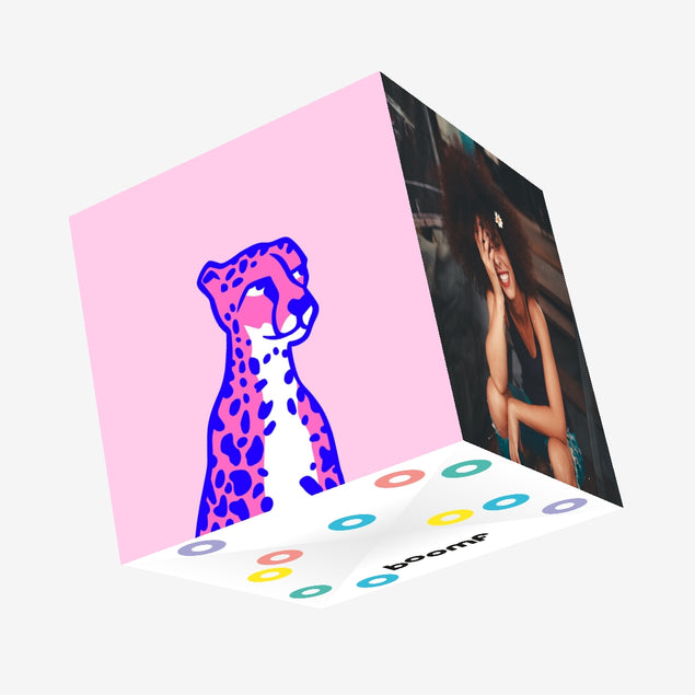 Pink Cheetah Confetti-exploding Greetings Card