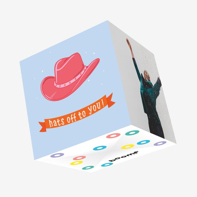 Hats Off To You Cowboy Themed Appreciation Confetti-exploding Greetings Card
