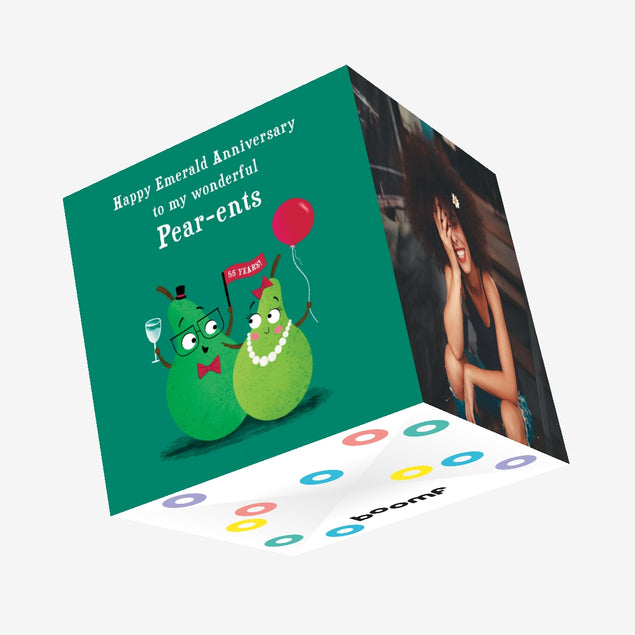 Pear-ents Funny Pears Emerald Anniversary Confetti-exploding Greetings Card