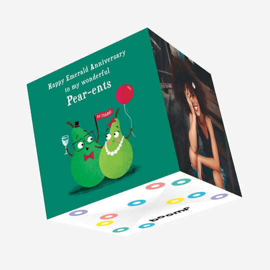 Pear-ents Funny Pears Emerald Anniversary Confetti-exploding Greetings Card