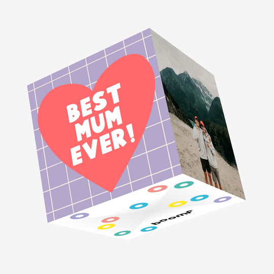 Best Mum Ever! Coral Heart Confetti-exploding Greetings Card