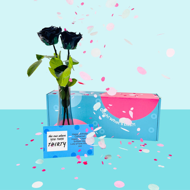 Confetti-Exploding Eternity Rose Box - Black
