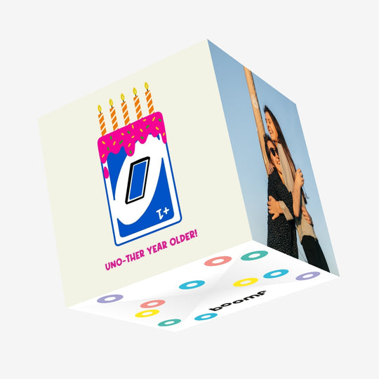 Uno-ther Year Older Birthday Cake Confetti-exploding Greetings Card