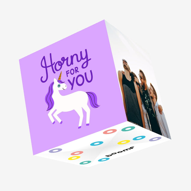 Horny For You Unicorn Purple Confetti-exploding Greetings Card