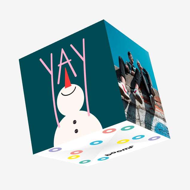 Yay Snowman Green Christmas Confetti-exploding Greetings Card