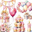 Happy Birthday Stickers Pink
