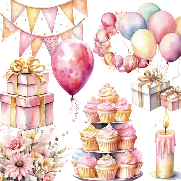 Happy Birthday Stickers Pink