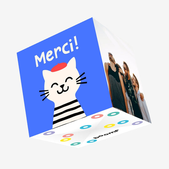 Merci French Cat Thank You Confetti-exploding Greetings Card