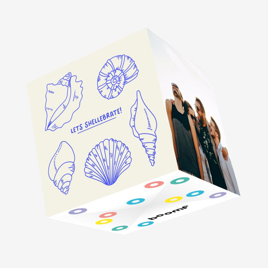 Let's Shellebrate! Seashells Pun Confetti-exploding Greetings Card