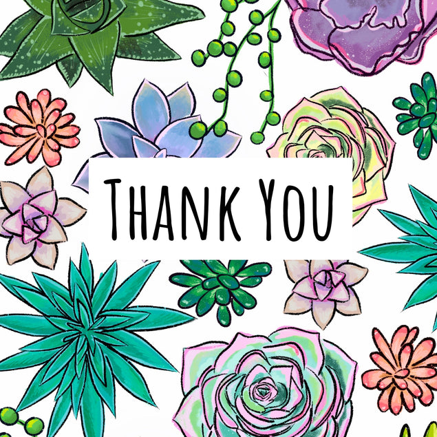Succulents Thank You Confetti-exploding Greetings Card