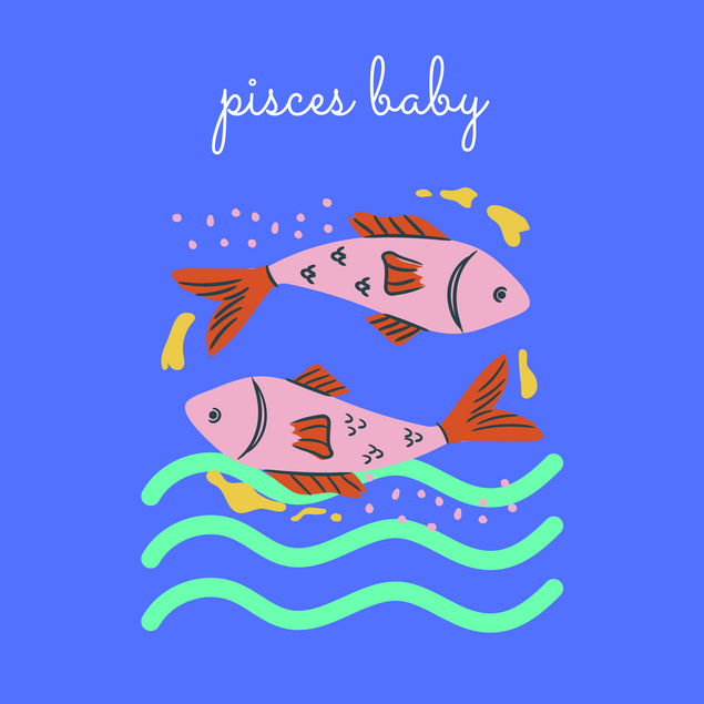 Pisces Baby Zodiac Sign Birthday Card