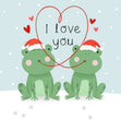 I Love You Frogs Christmas Confetti-exploding Greetings Card