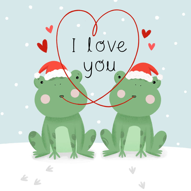 I Love You Frogs Christmas Confetti-exploding Greetings Card