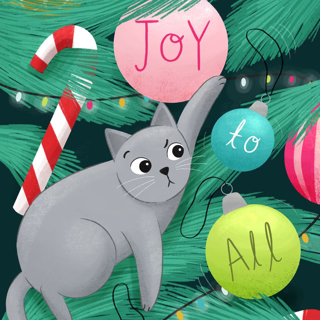 Joy To All Cute Cat Christmas Confetti-exploding Greetings Card