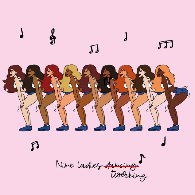 9 Ladies Twerking 12 Days Of Christmas Confetti-exploding Greetings Card